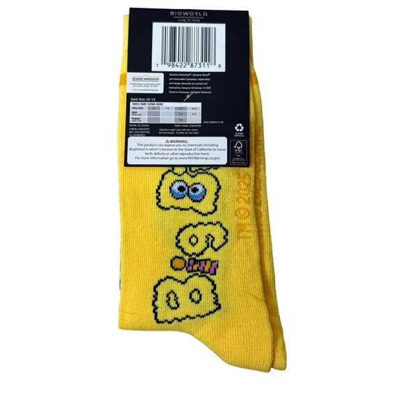 Big Bird Yellow Graphic Crew Socks Fun Novelty Cartoon Mens One Size - Picture 2 of 3